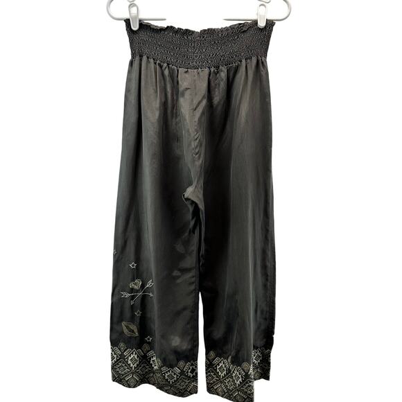 NWT Odd Molly Embroidered Pull On Wide Leg Pants Grey 1 or small - Picture 2 of 14